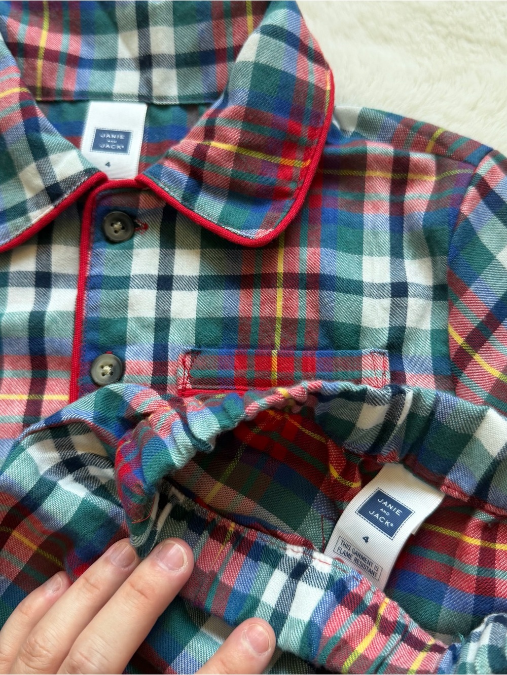 Janie & Jack | EUC - Tartan Holiday Flannel PJ Set | Size 4 - Picture 4 of 9